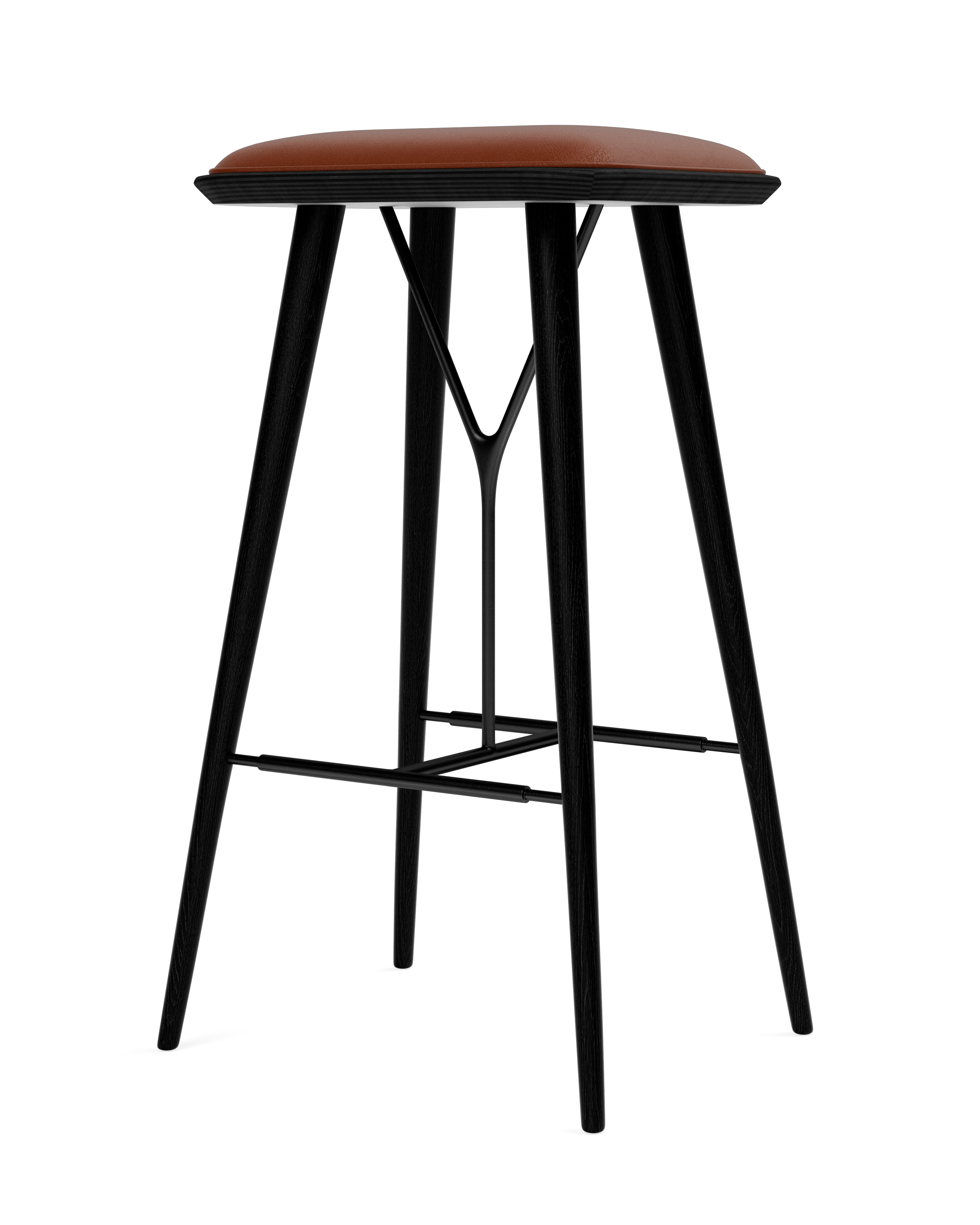 Spine stool with wooden base