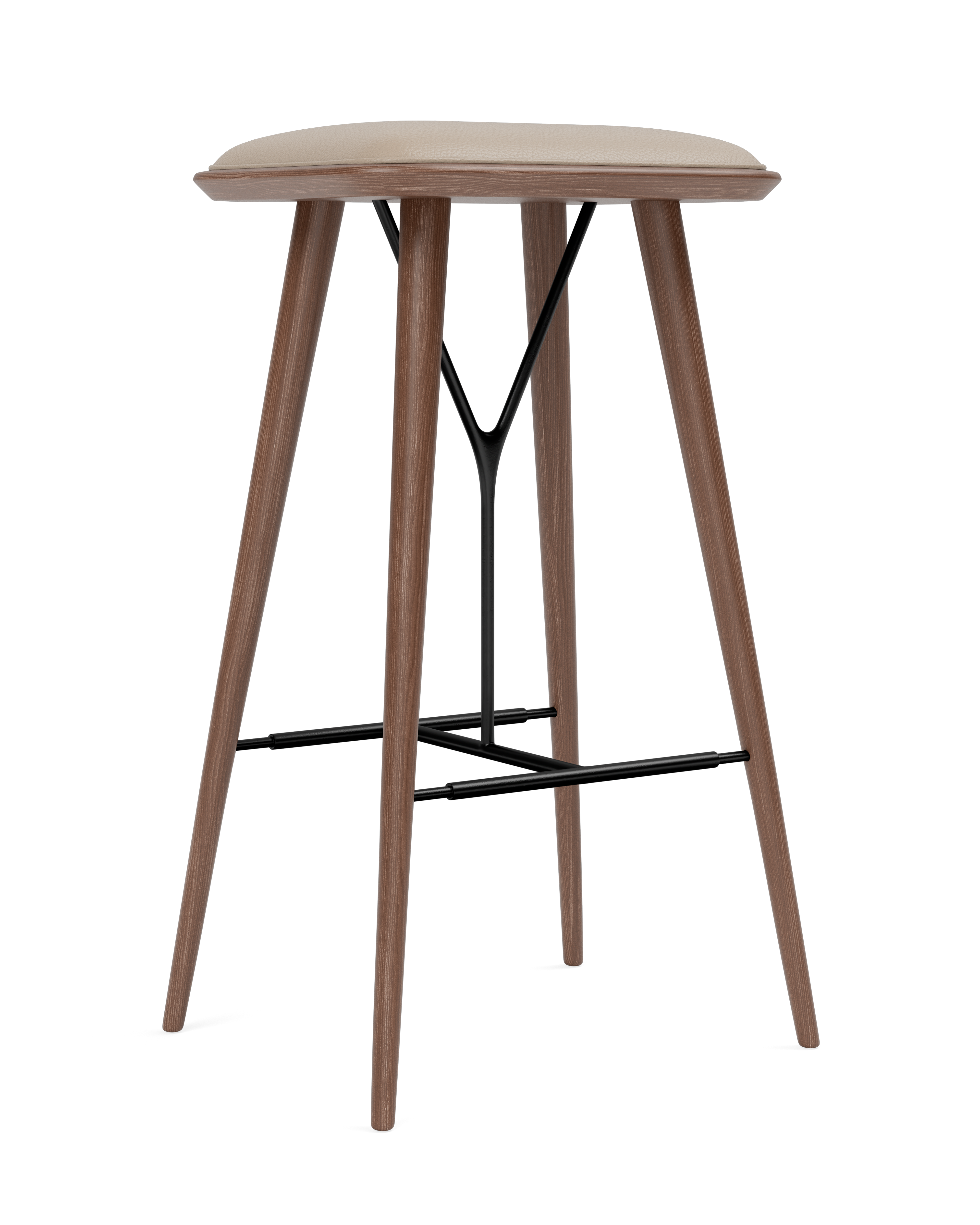 Spine stool with wooden base