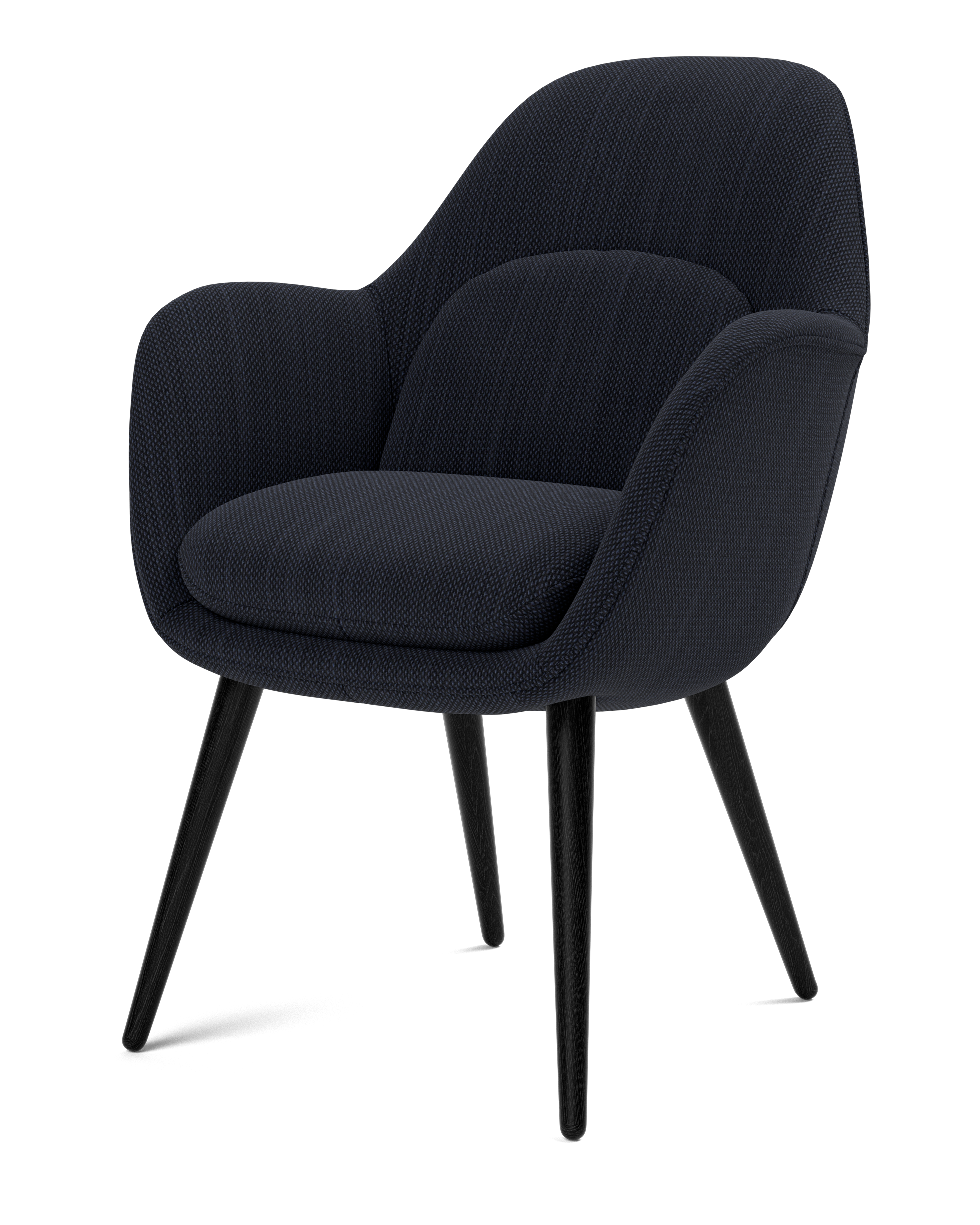 Swoon armchair with wooden base and arms