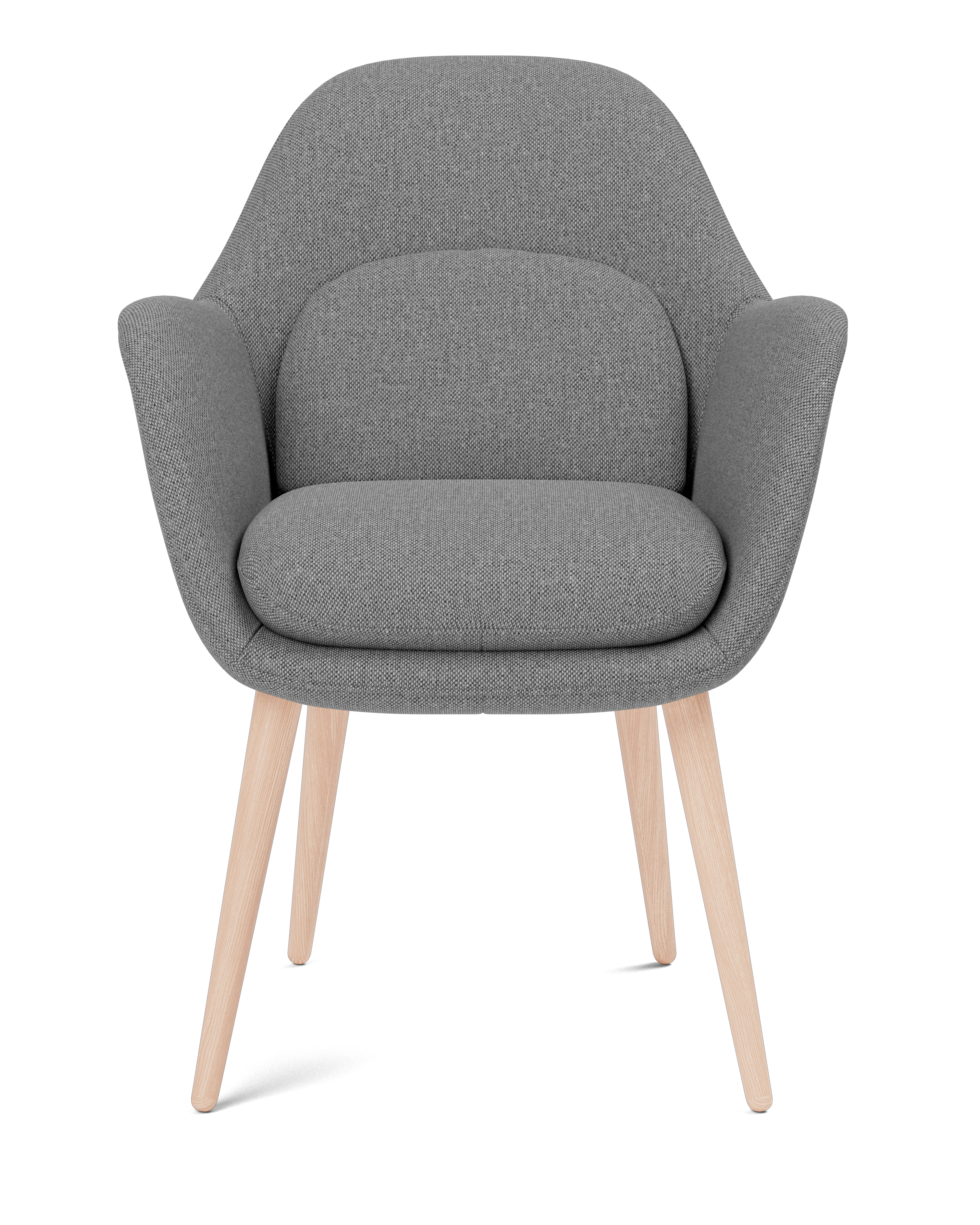 Swoon armchair with wooden base and arms