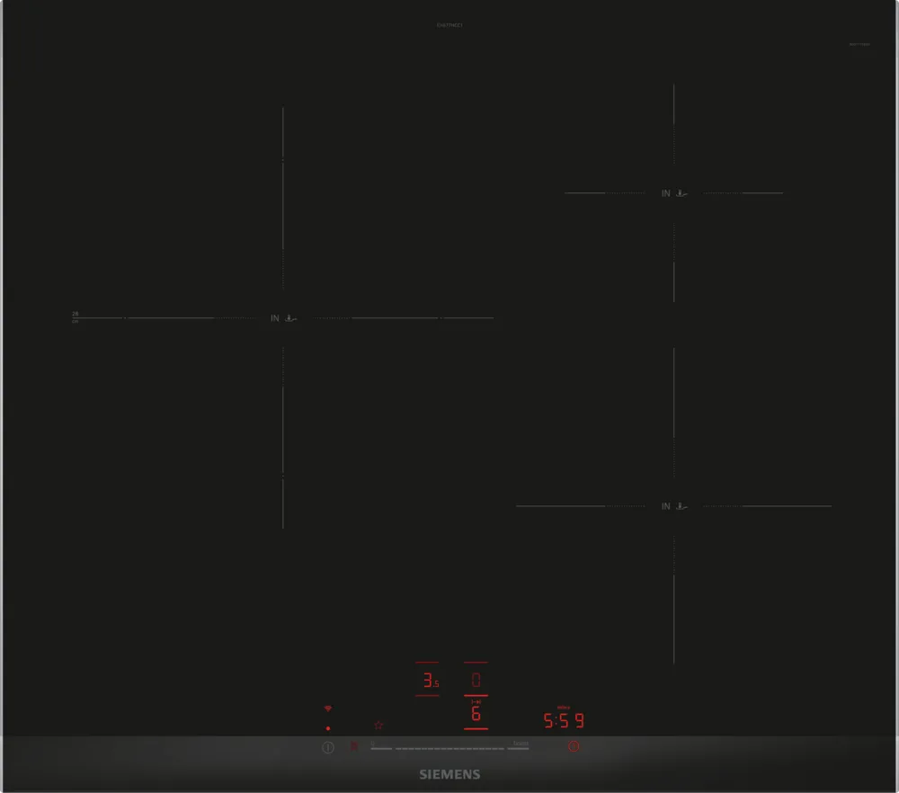 60 cm induction hob in black, with profiles