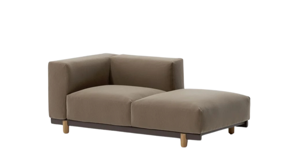 Sofá de esquina izquierda abierto 2 plazas Molo | Pie de teca | Estructura 01C