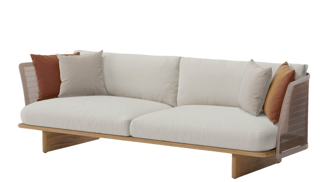 Sofá de 3 plazas Mesh | Estructura 12C | Pie de teca T01