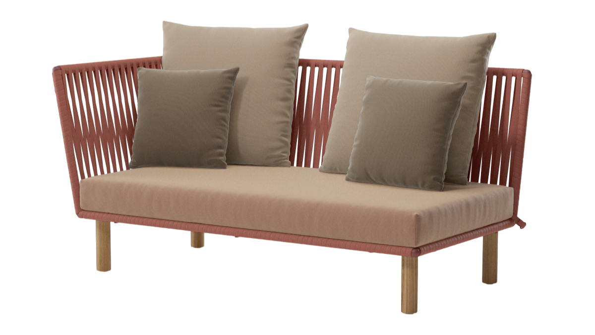 Módulo de esquina izquierda Bitta Bela Rope | Pie de teca N00 | Cuerda Z01