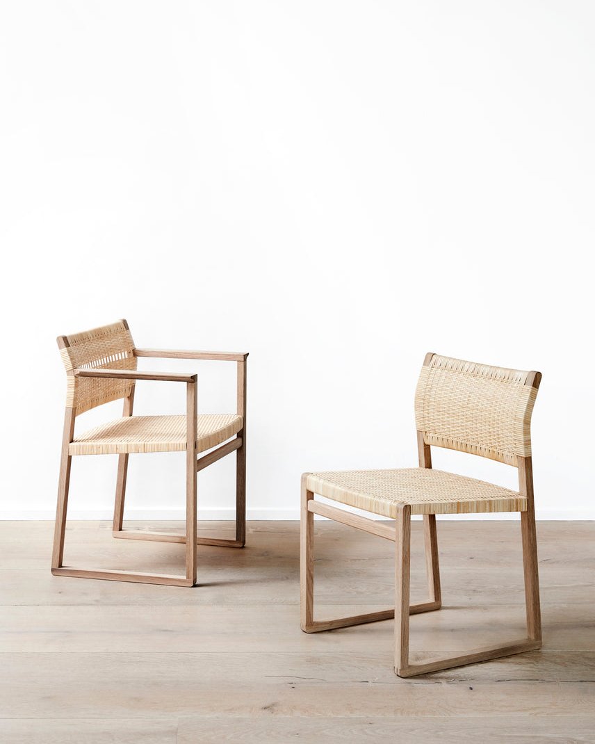 BM62 Cane Wicker Dining Chair with Armrests