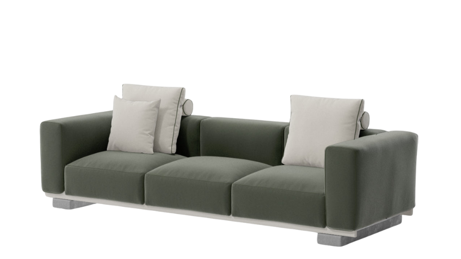 Molo 3-seater sofa | Concrete base L02 | Aluminum frame 04C