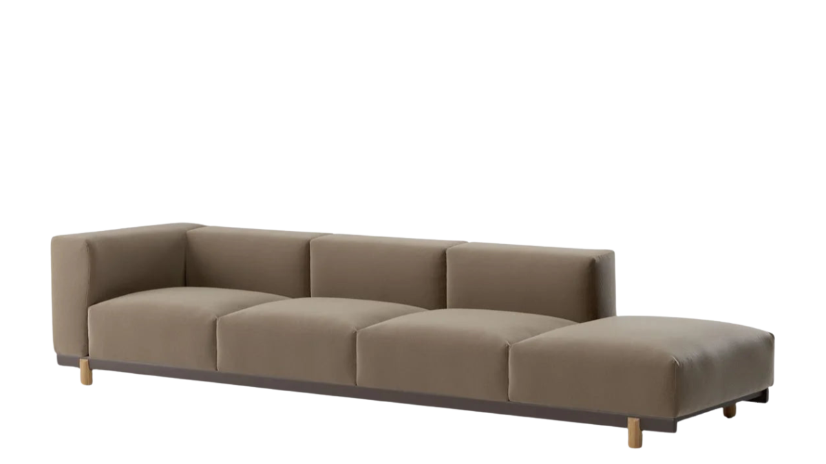 Sofá Esquinero Izquierdo 4 Plazas Abierto | Pie de teca L01 | Estructura aluminio 01C