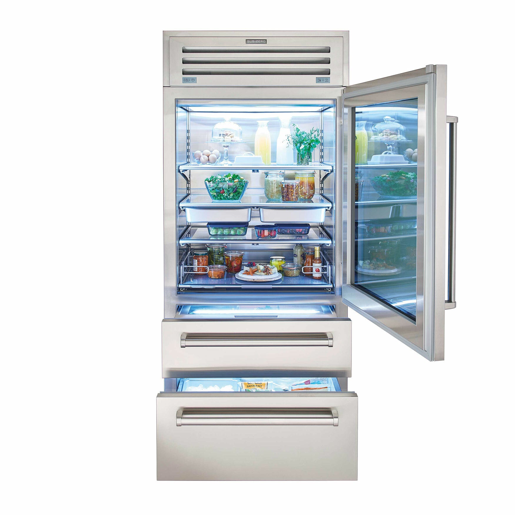 Refrigerator with 914mm Freezer Drawer with Glass Door Pro