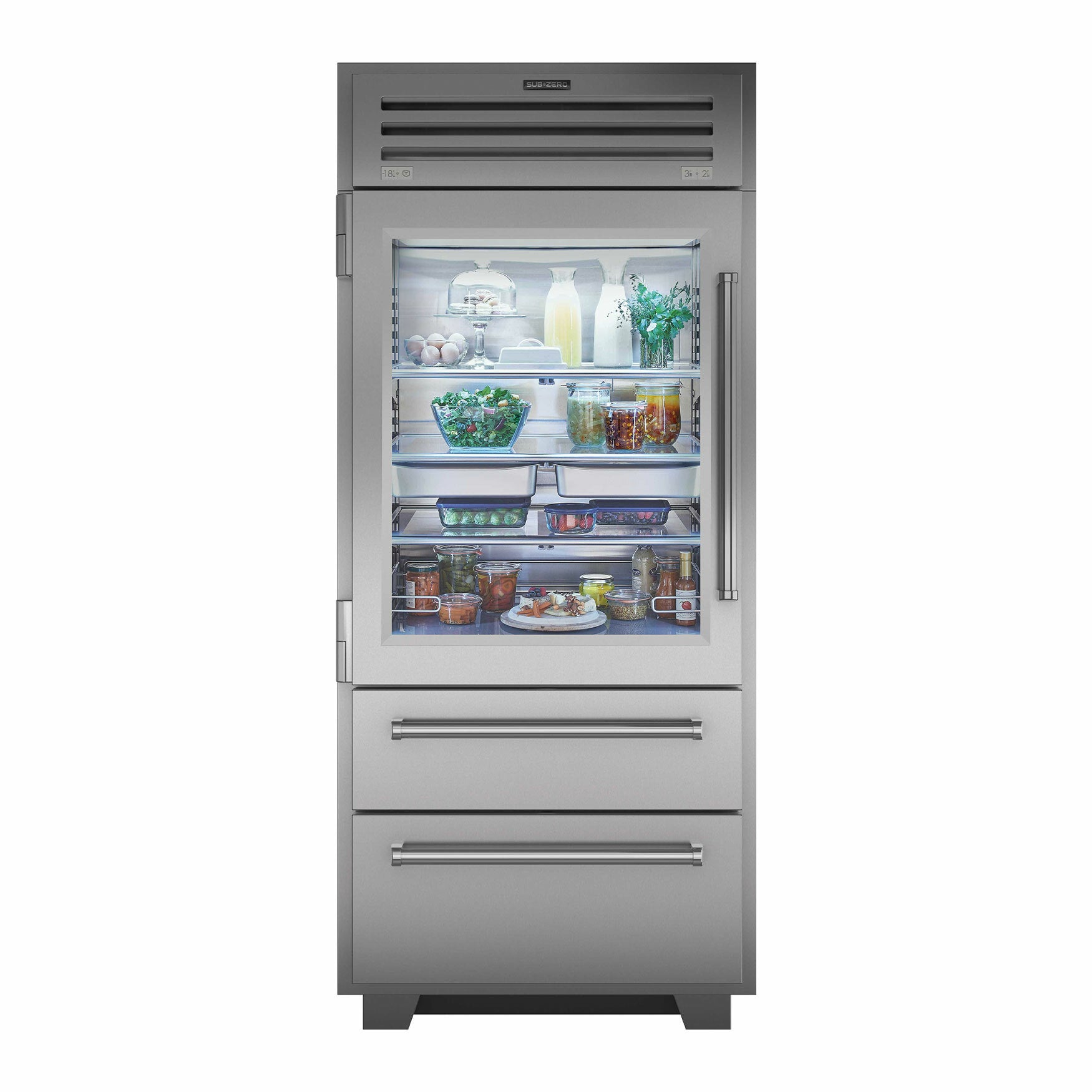 Refrigerator with 914mm Freezer Drawer with Glass Door Pro
