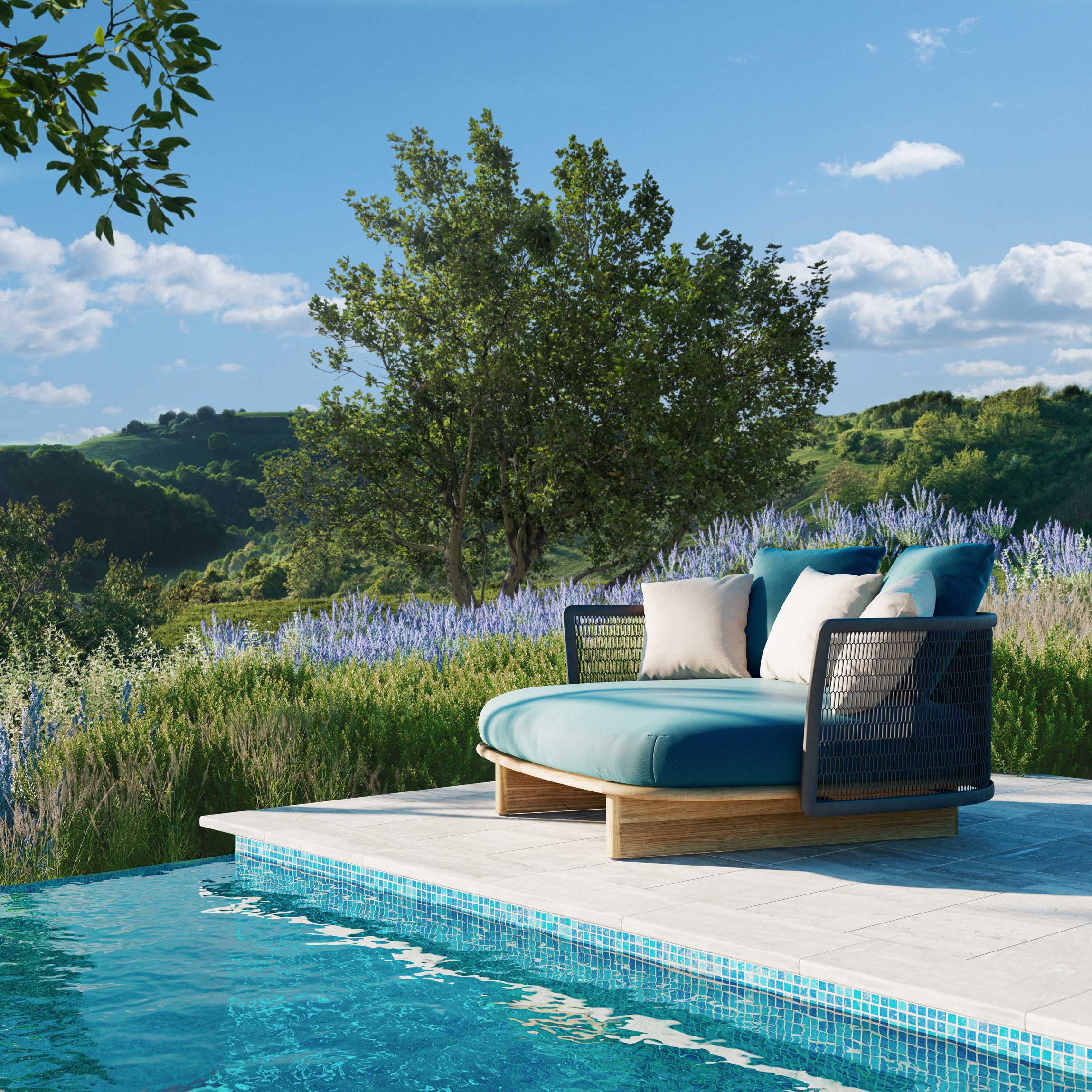 Daybed Mesh | Structure 19C | Teak foot T01