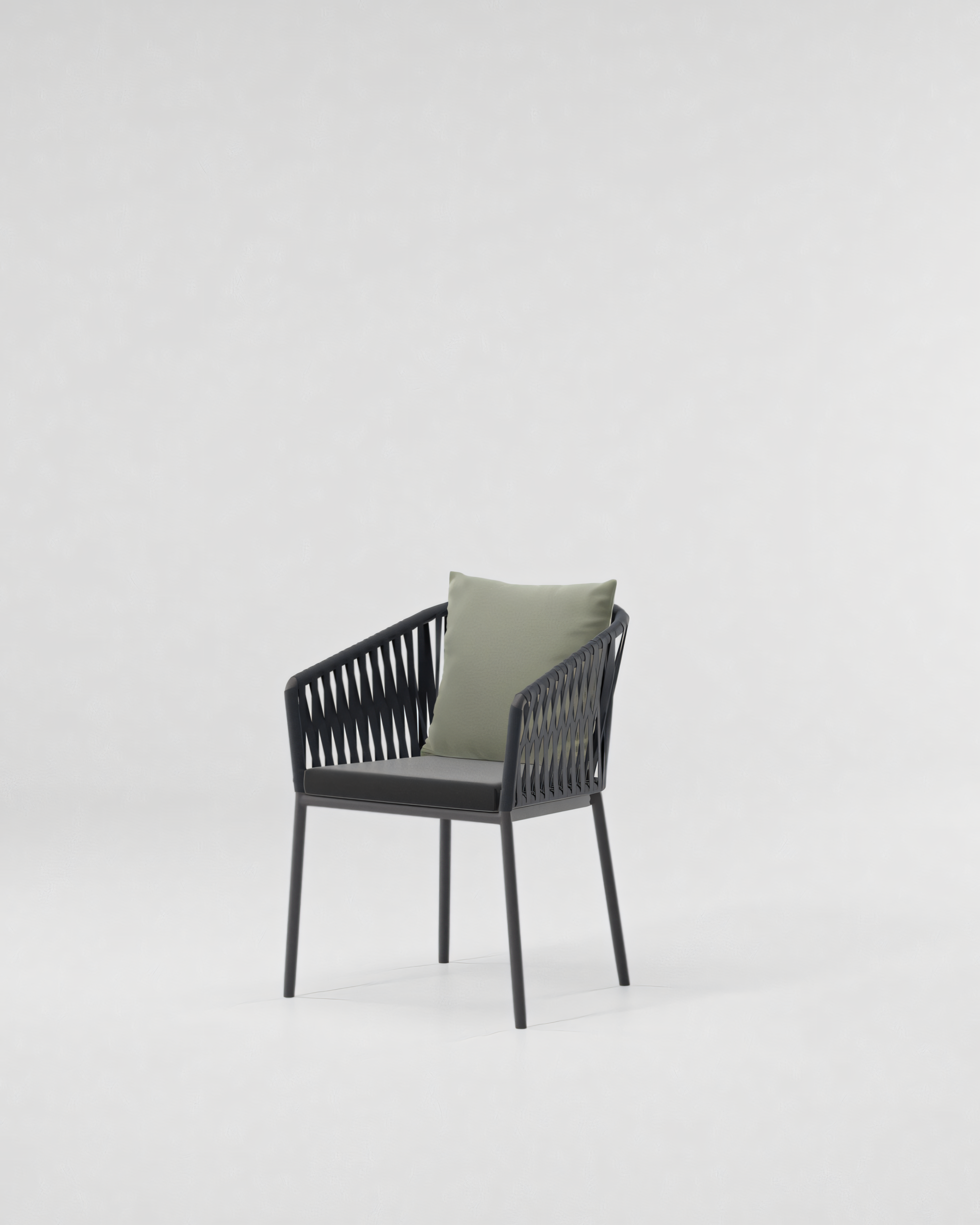 Bitta Bela Rope Dining Chair with Armrests | Aluminum Base 01C | Rope Z01