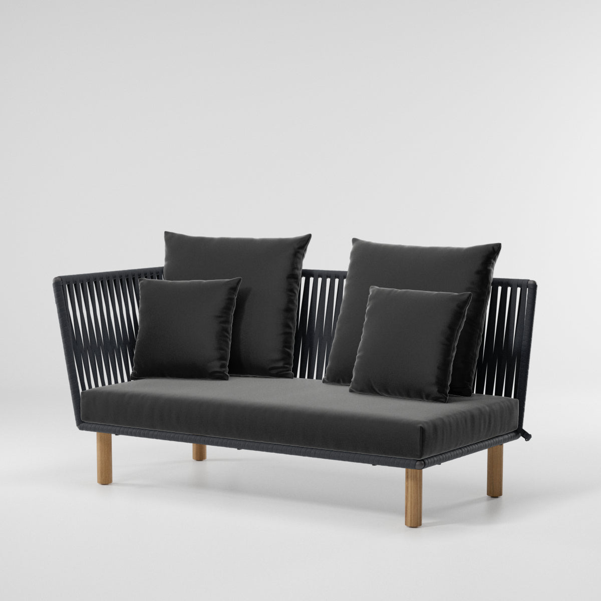 Módulo de esquina izquierda Bitta Bela Rope | Pie de teca N00 | Cuerda Z01