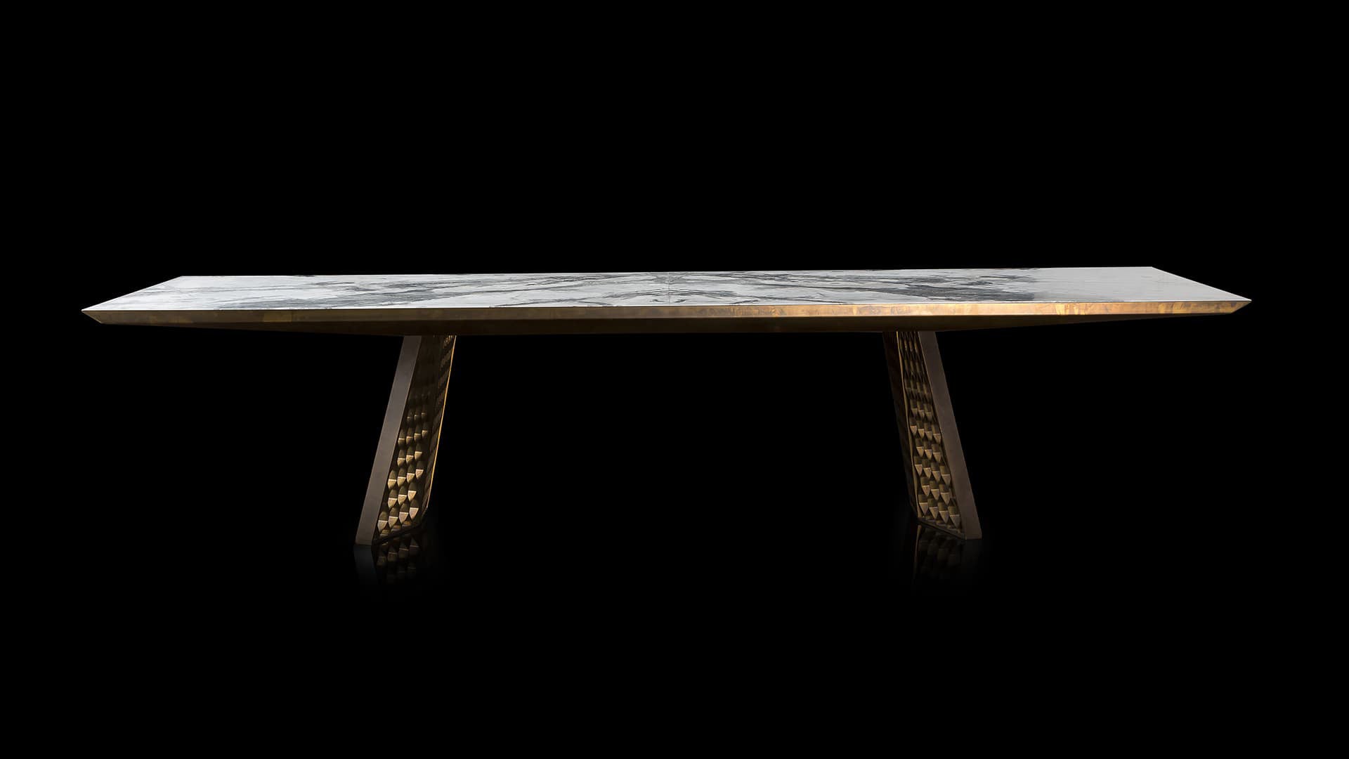 Stealth dining table with wooden surface