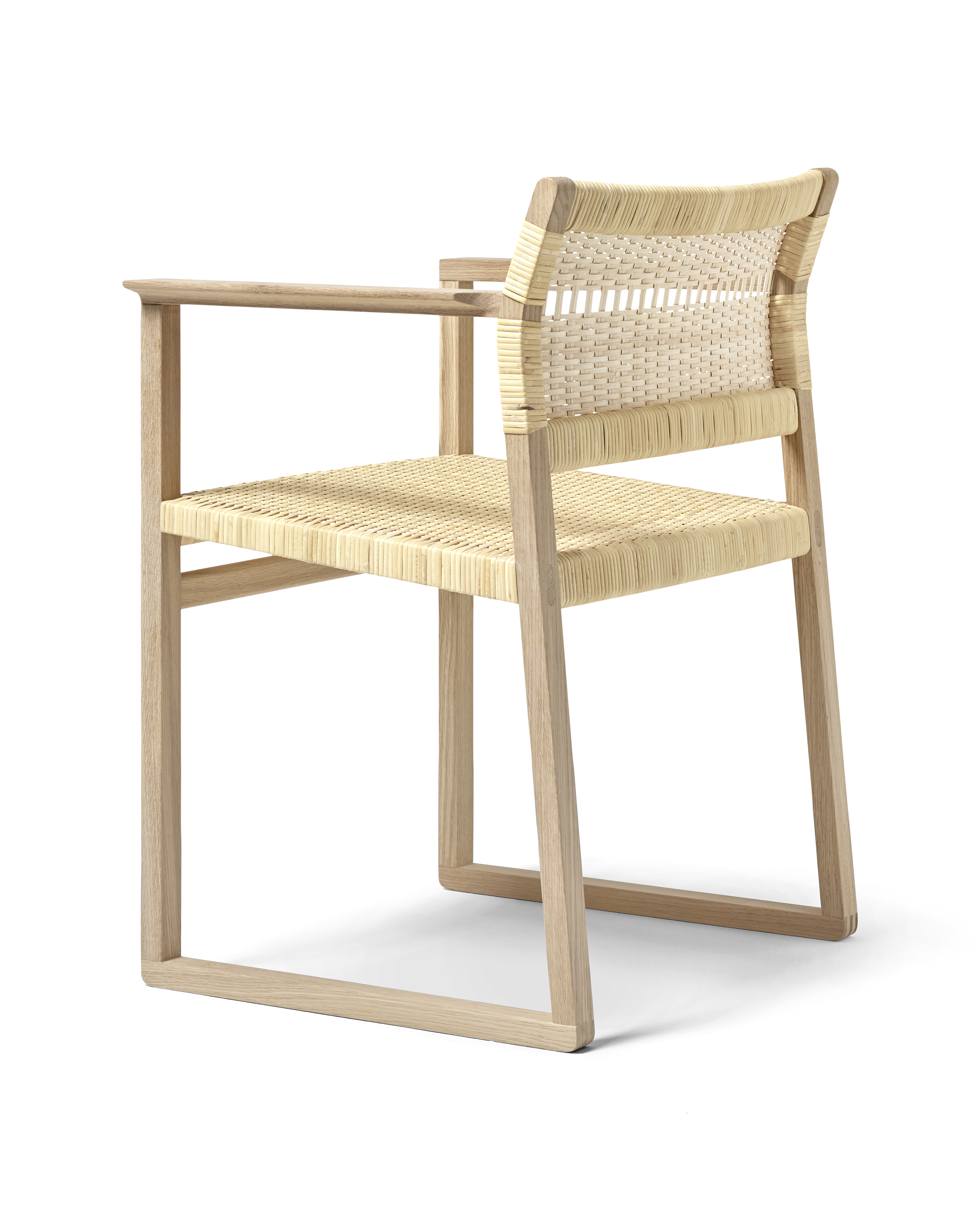BM62 Cane Wicker Dining Chair with Armrests