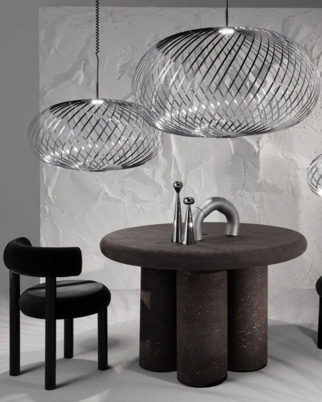 Spring Pendant Large Silver Ceiling Lamp