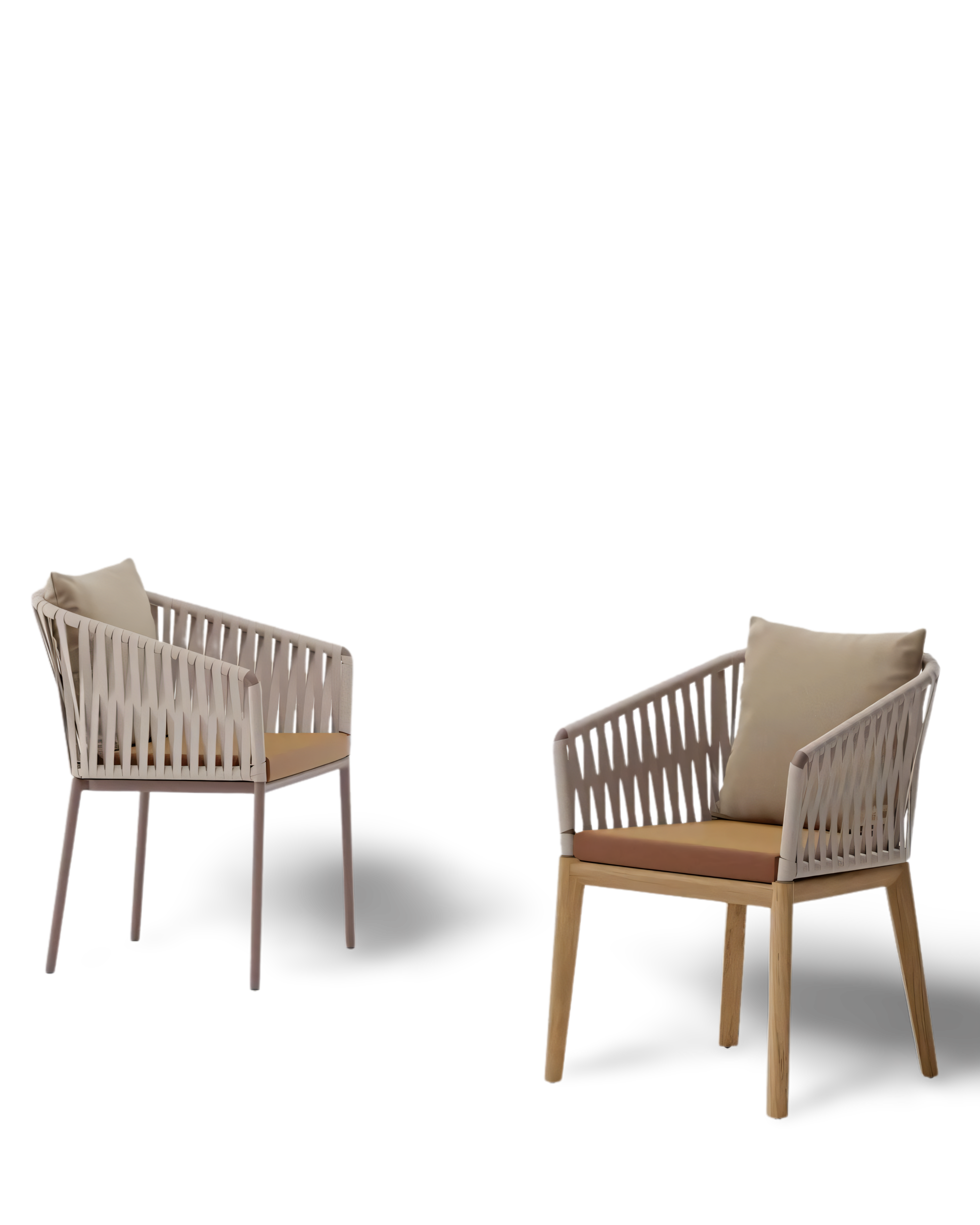 Silla de comedor con brazos Bitta Bela Rope | Pie de teca N00 | Cuerda Z06