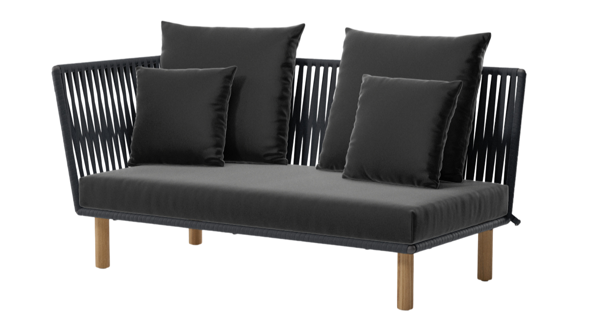 Módulo de esquina izquierda Bitta Bela Rope | Pie de teca N00 | Cuerda Z01