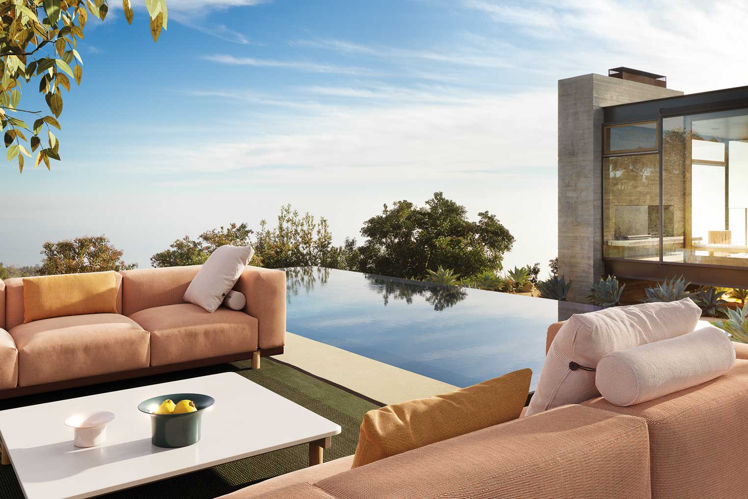 Sofá de 2 plazas Molo | Pie de teca | Estructura aluminio 05C