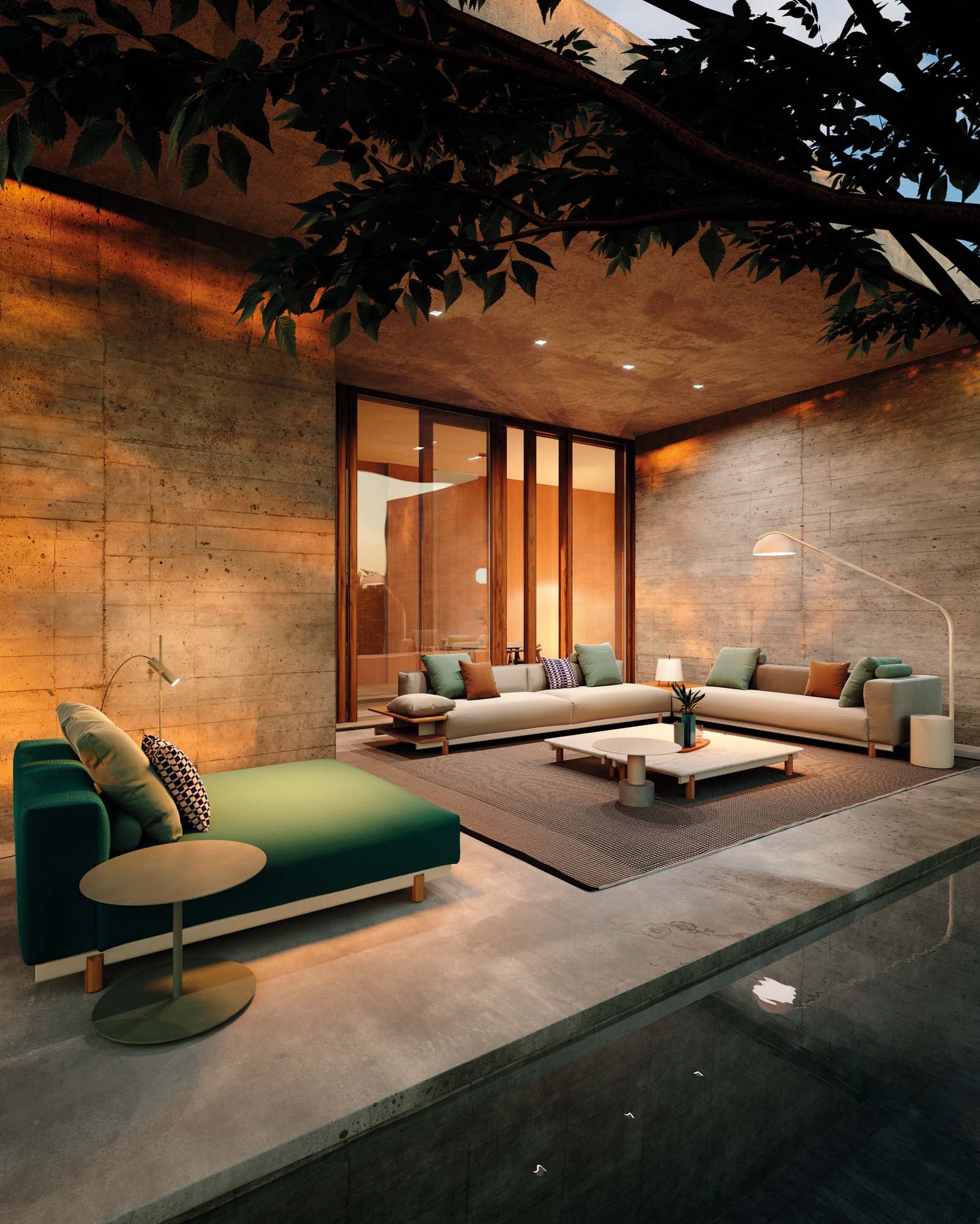 Living Molo Chaise Lounge Outdoor Sofa | Concrete Base