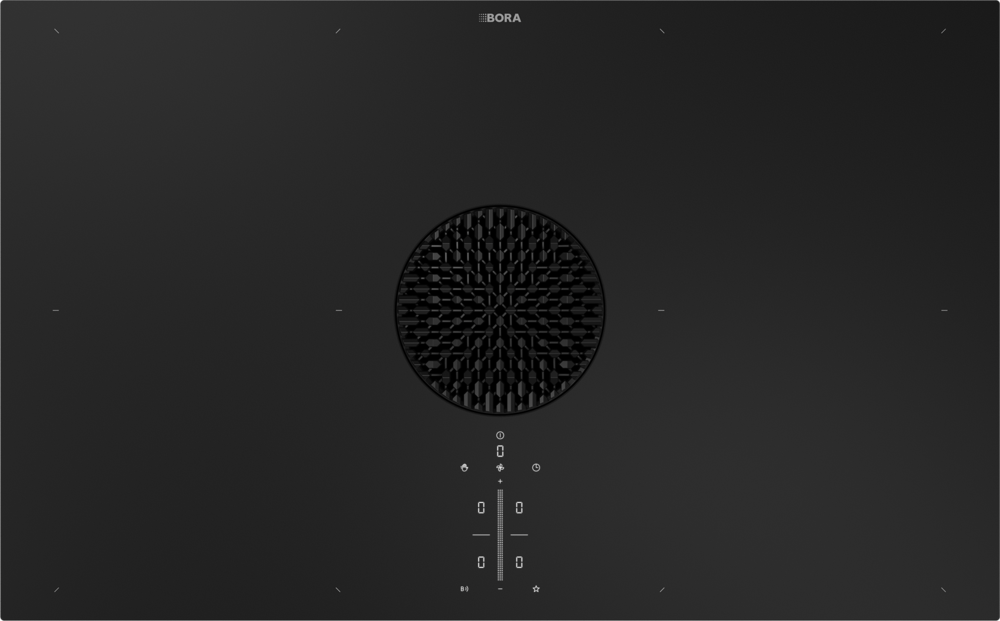 X Pure rough surface induction hob with integrated cooktop extractor