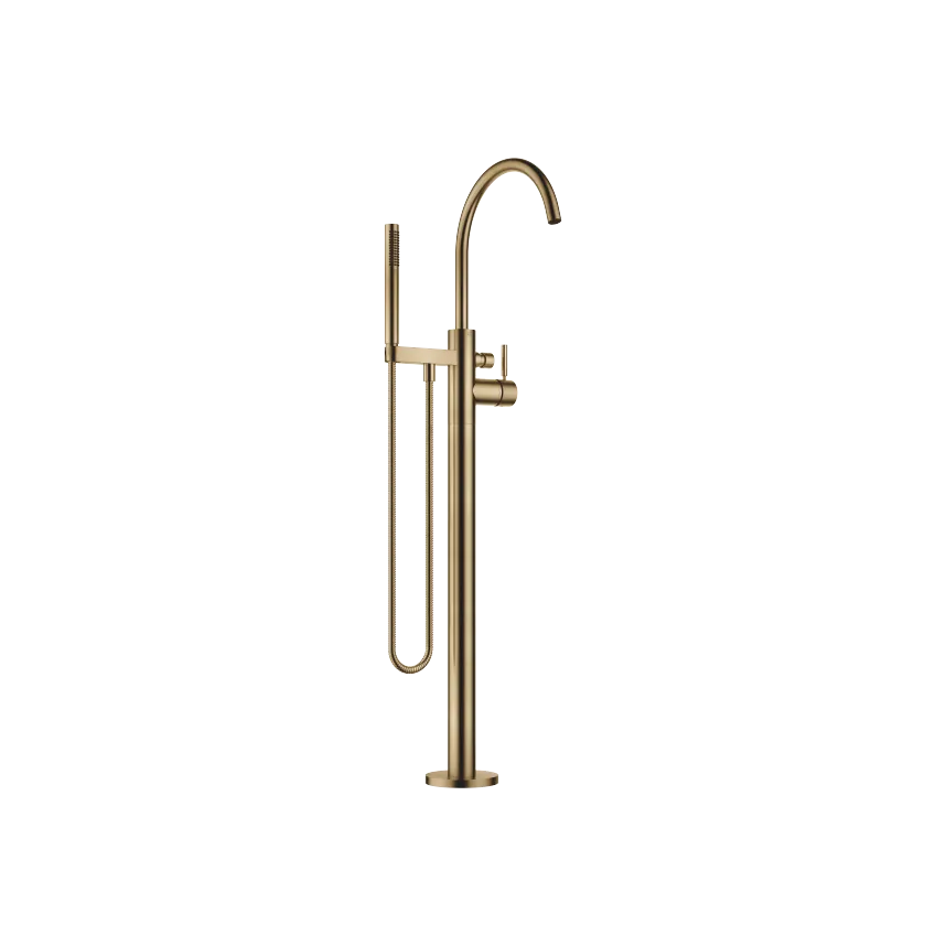 Grifo de bañera monomando en columna para montaje exento con juego de ducha de mano META