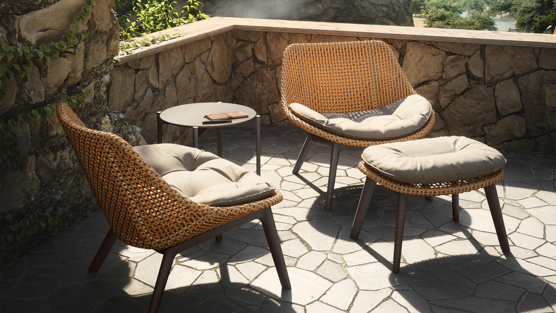 'MBRACE' DEDON ARMCHAIR AND STOOL