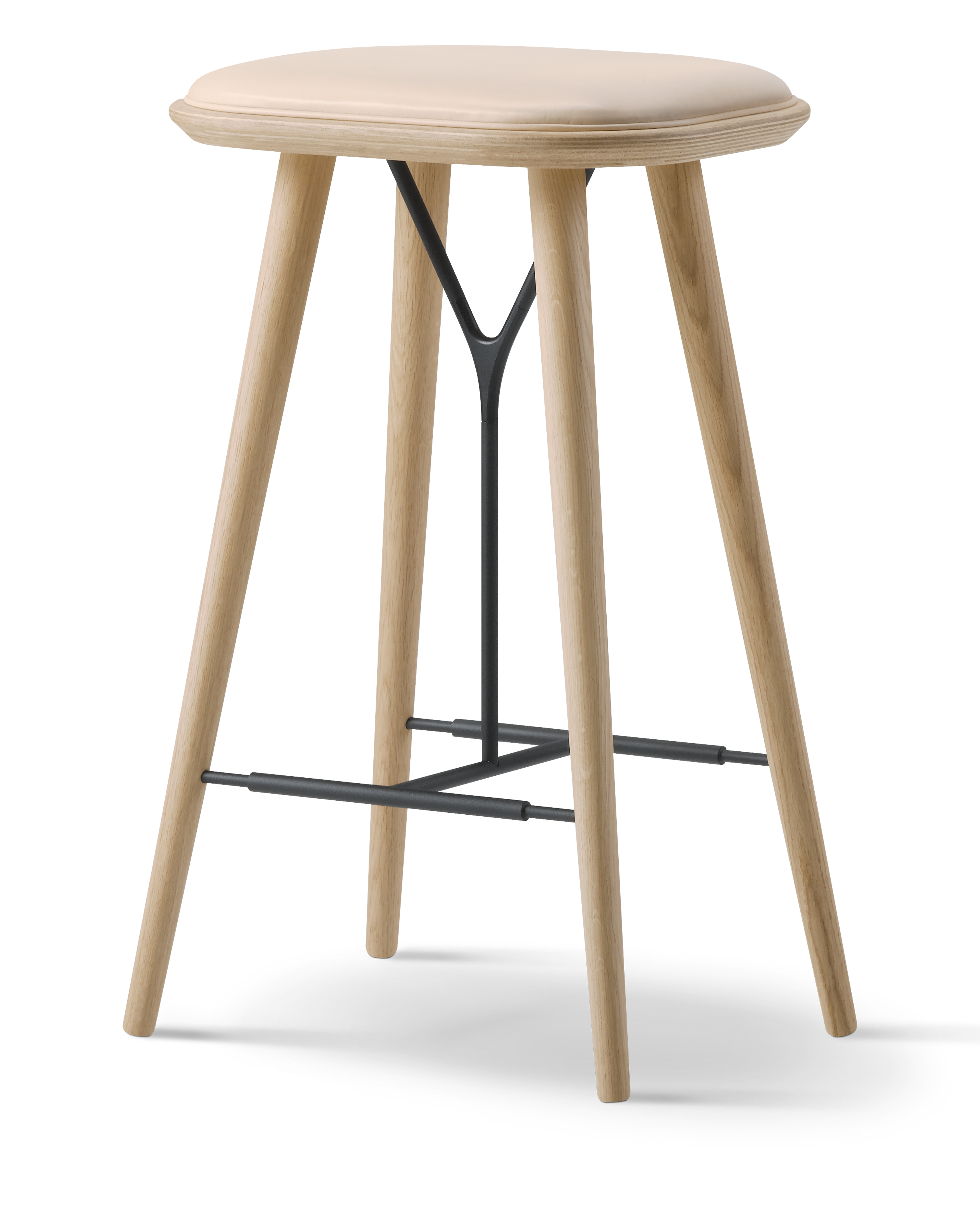 Spine stool with wooden base