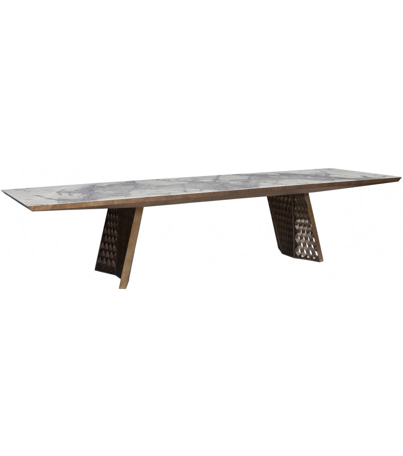 Stealth dining table with wooden surface