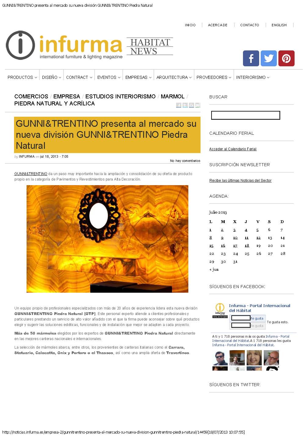 Infurma International Furniture Magazine 2013, Gunni &amp; Trentino