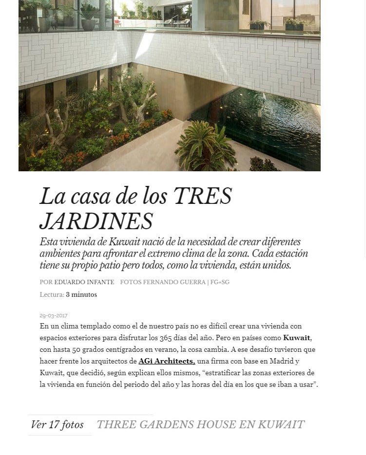 AD Proyecto Casa de los 3 Jardines AGI Architects, Gunni &amp; Trentino