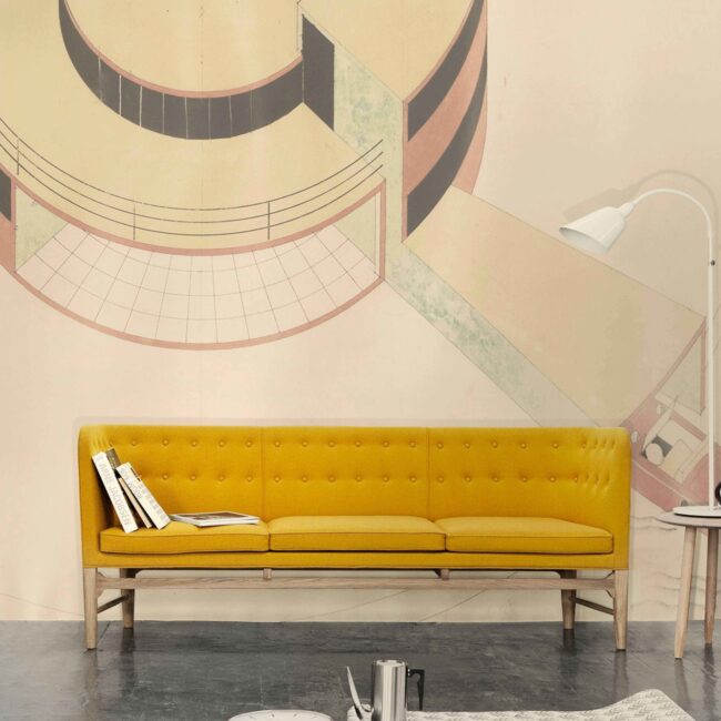 sofá de diseño en tono ocre
